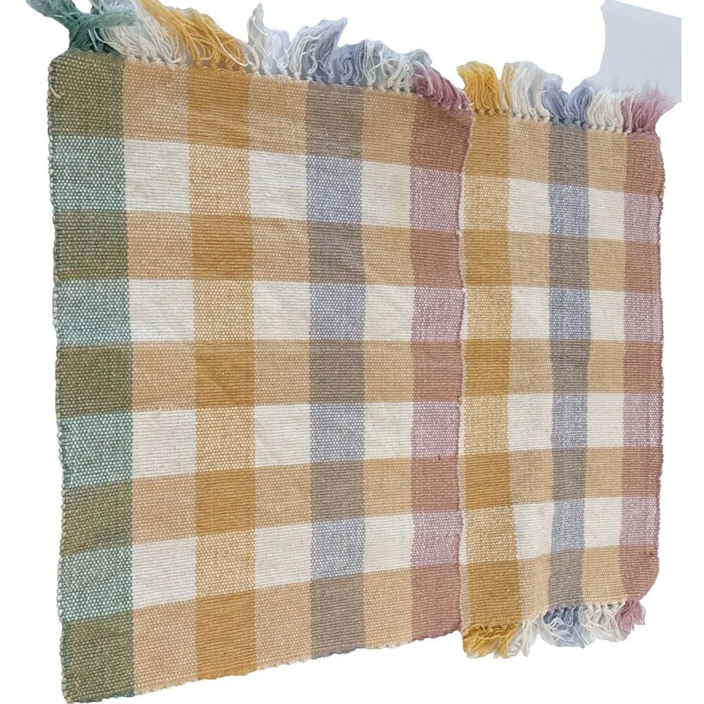 Placemats Set Of Two South-Western Colors Gold,Pink,White And Green